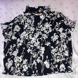 Allison Daley Black and White Floral Blouse